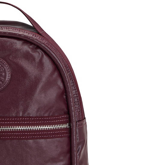 Kipling Kae Classic Metallic Backpacks Burgundy Lacquer Metallic | CA 1586BE